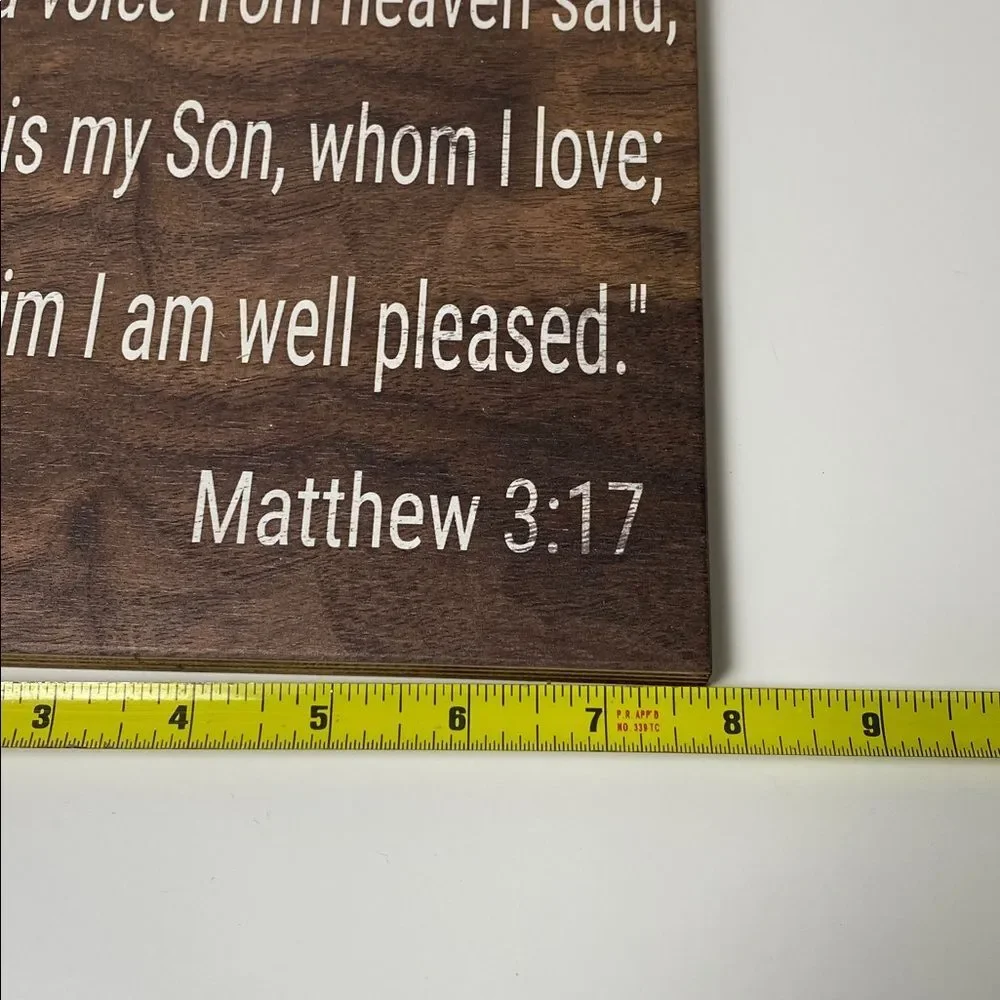 Matthew 3:17 Christian Home Decor Rustic Stained Wood Wall Sign